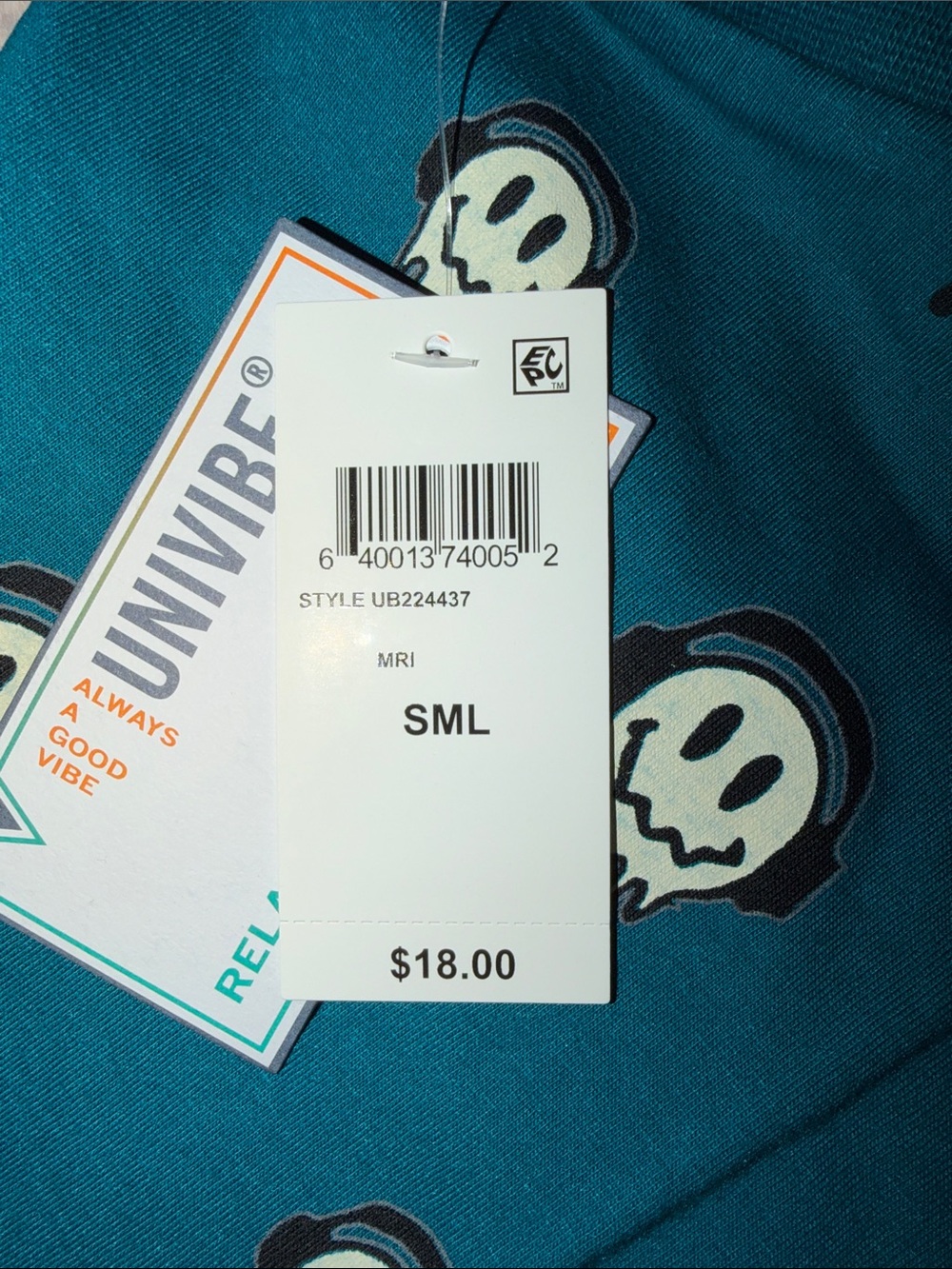 NEW Univibe Teal Short Sleeve Tee with Drip Skull Print - Picture 6 of 6